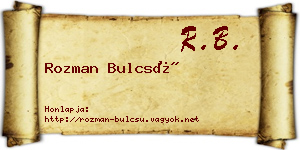 Rozman Bulcsú névjegykártya